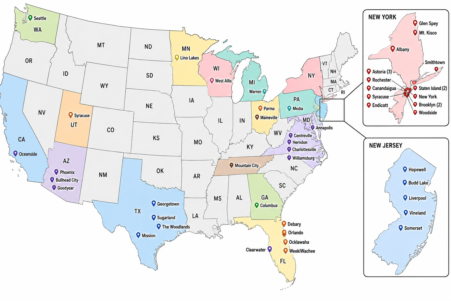Map shows where UAV Members-at-Large live throughout the continental United States as of August 2026, with the largest numbers residing on the East Coast and in southern states.